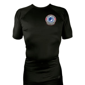 Alpha MMA & RCBJJ Lawton All Black Custom Rash Guards Short Sleeves #8139 B