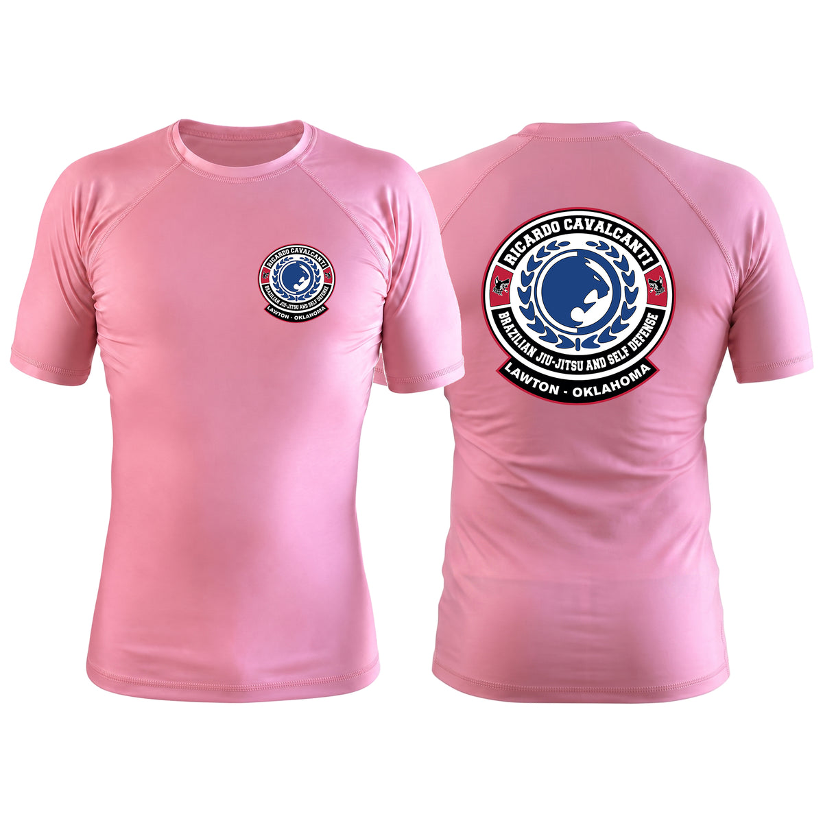 Alpha MMA & RCBJJ Lawton Pink Custom Rash Guards Short Sleeve #8139 B