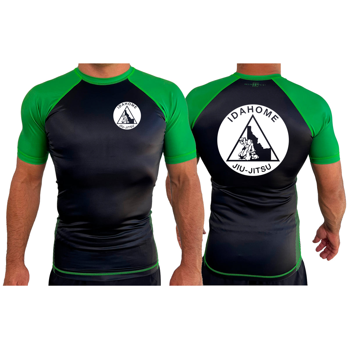 Idahome Jiu Jitsu All Black Ranked Short Sleeve Rash Guards #8140 A
