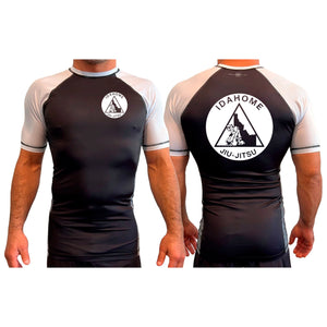 Idahome Jiu Jitsu All Black Ranked Short Sleeve Rash Guards #8140 A