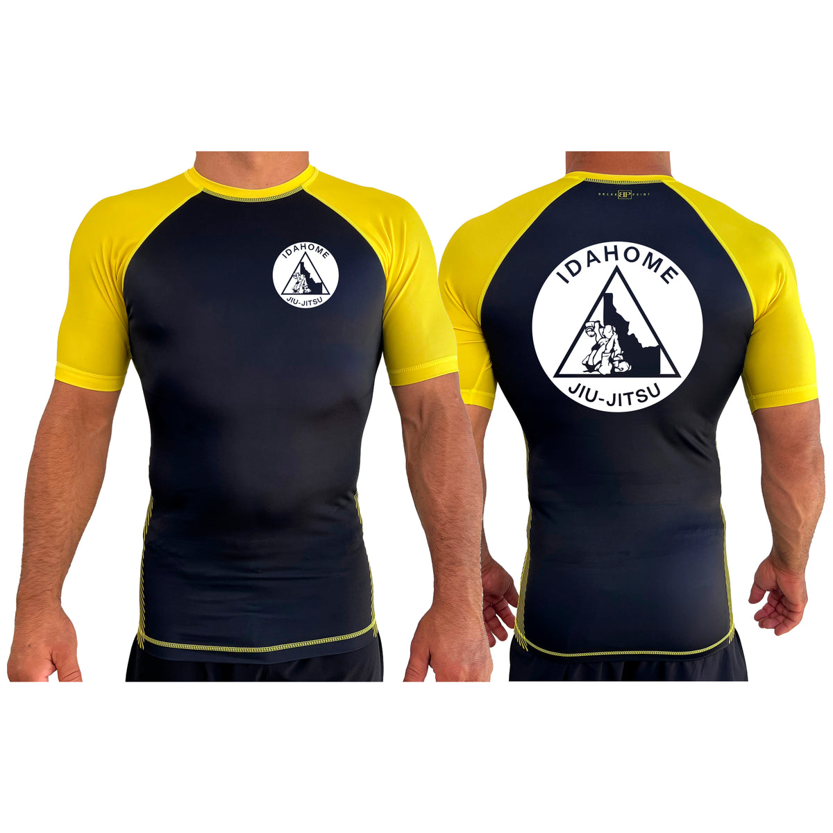 Idahome Jiu Jitsu All Black Ranked Short Sleeve Rash Guards #8140 A