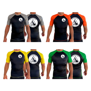 Idahome Jiu Jitsu All Black Ranked Short Sleeve Rash Guards #8140 A