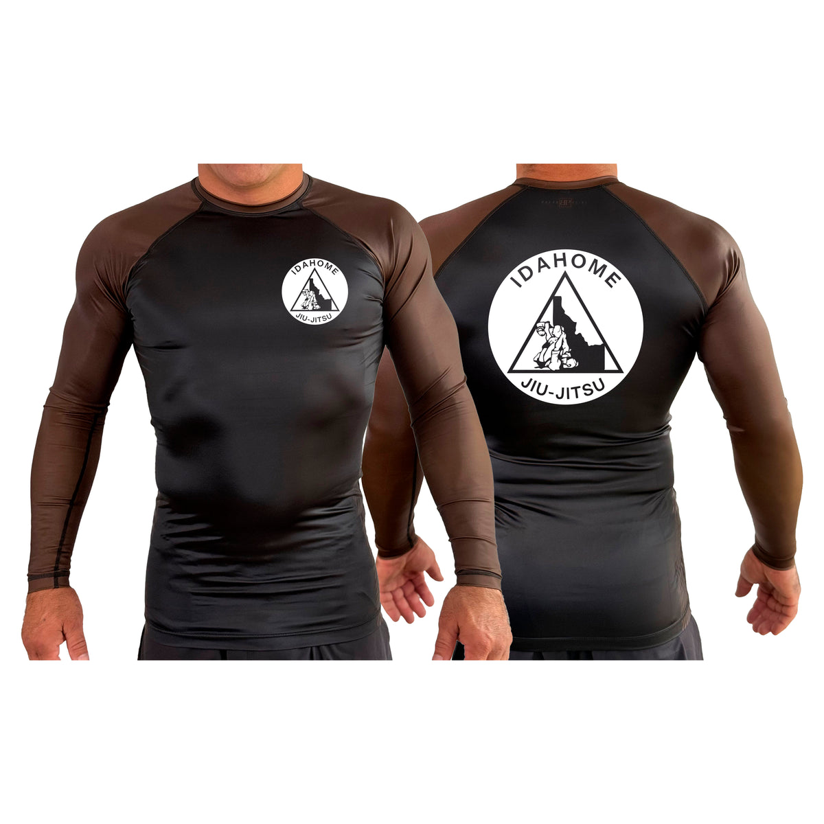 Idahome Jiu Jitsu All Black Ranked Long Sleeve Rash Guards #8140 A