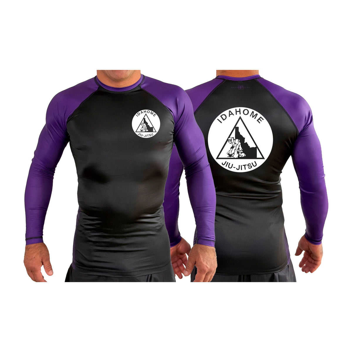 Idahome Jiu Jitsu All Black Ranked Long Sleeve Rash Guards #8140 A