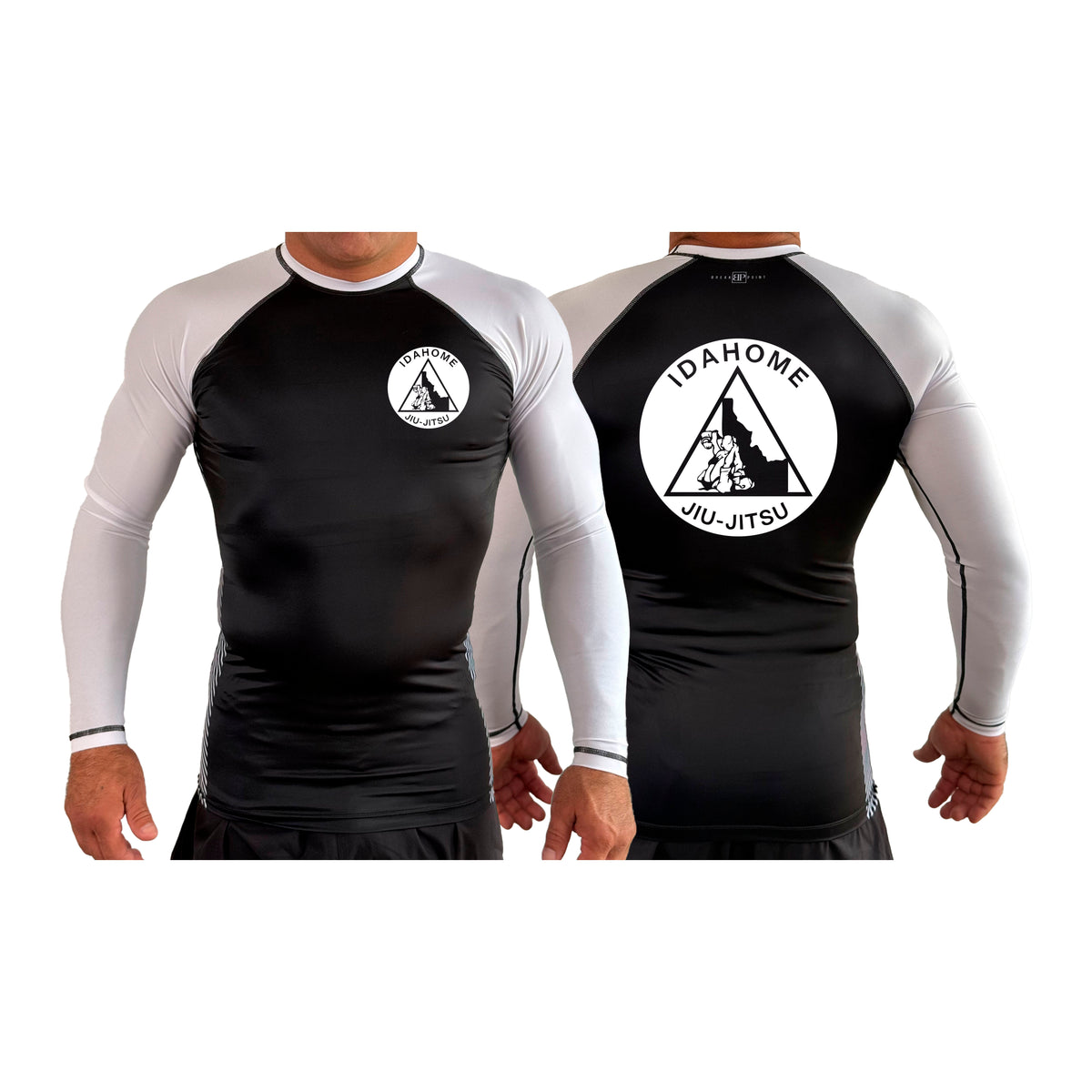 Idahome Jiu Jitsu All Black Ranked Long Sleeve Rash Guards #8140 A