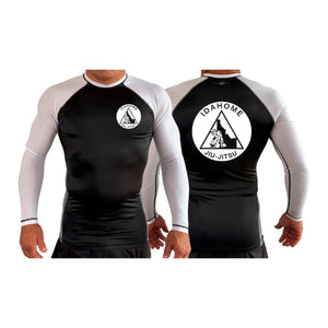 Idahome Jiu Jitsu All Black Ranked Long Sleeve Rash Guards #8140 A