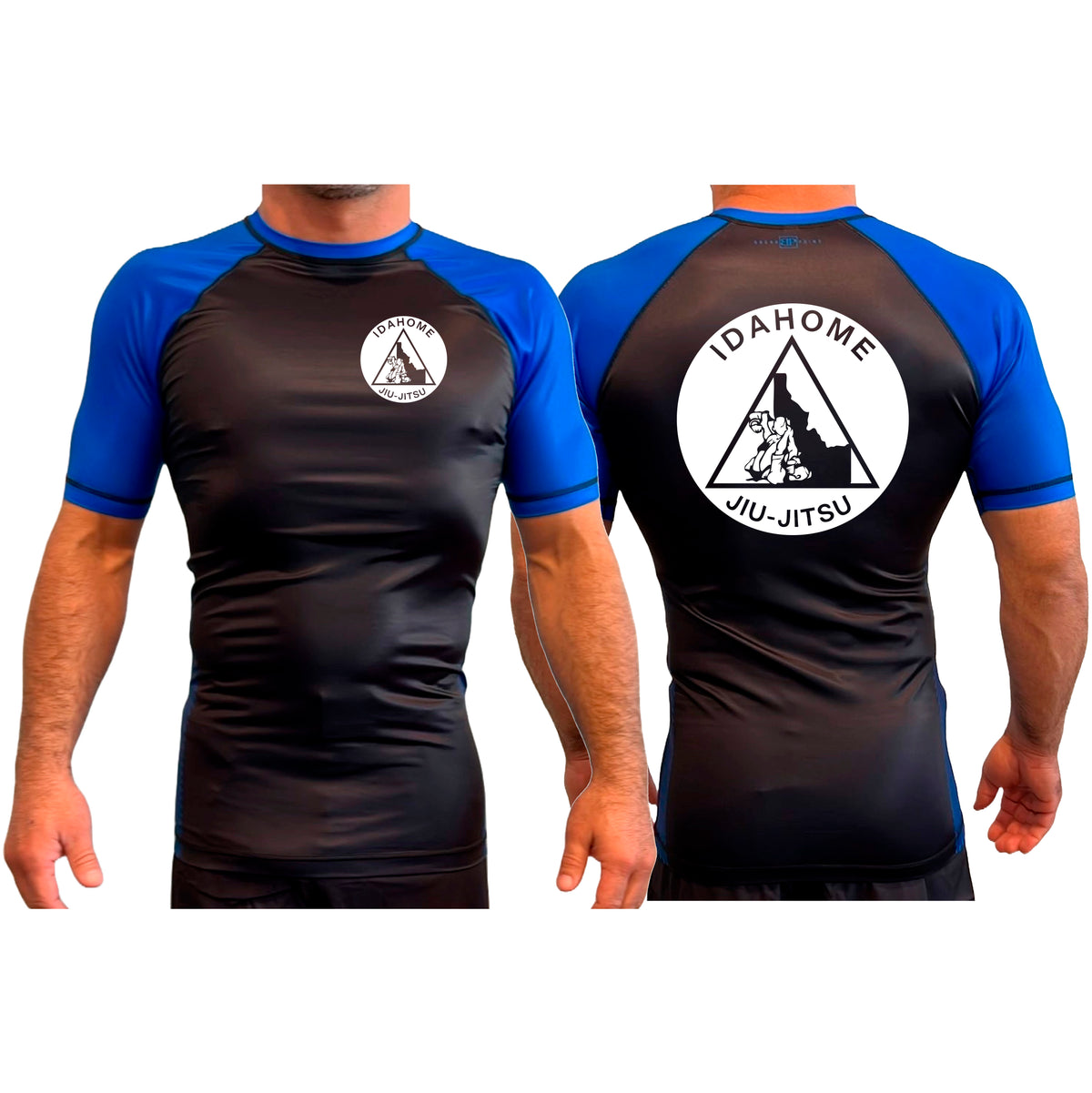 Idahome Jiu Jitsu All Black Ranked Short Sleeve Rash Guards #8140 A
