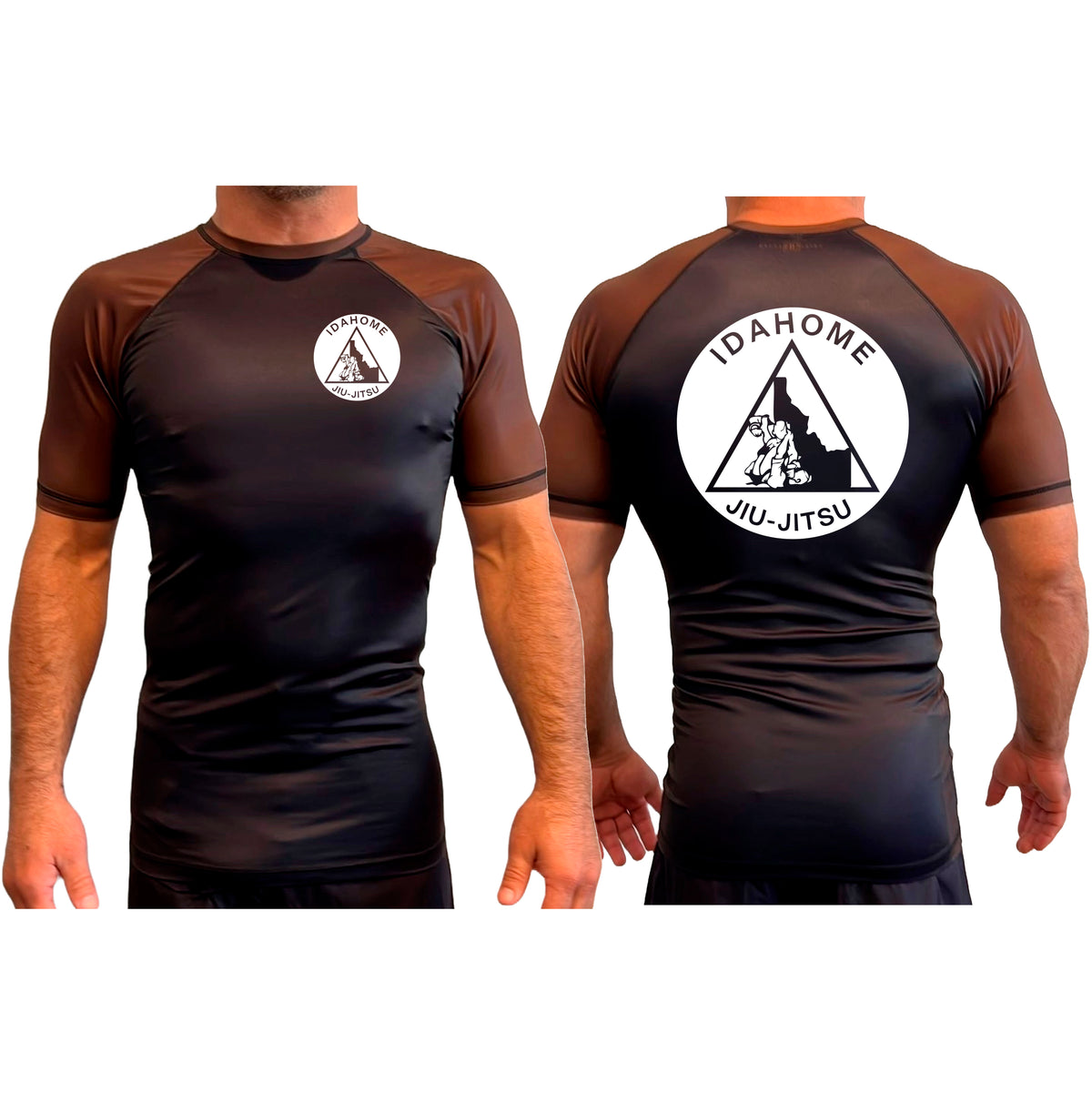 Idahome Jiu Jitsu All Black Ranked Short Sleeve Rash Guards #8140 A