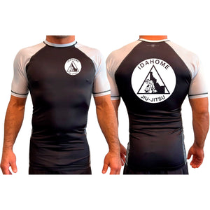Idahome Jiu Jitsu All Black Ranked Short Sleeve Rash Guards #8140 A