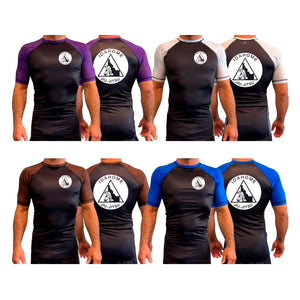 Idahome Jiu Jitsu All Black Ranked Short Sleeve Rash Guards #8140 A