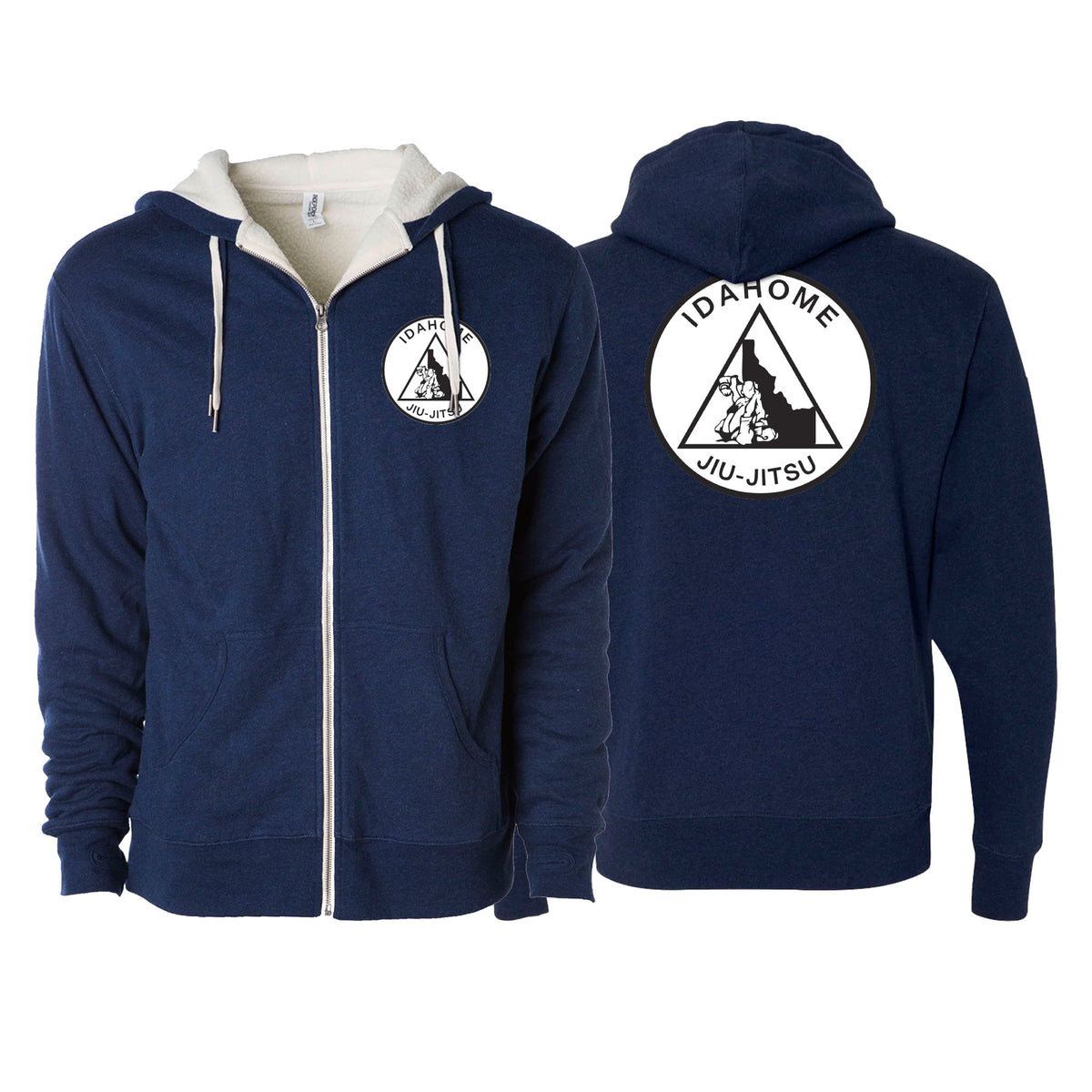 Idahome Jiu Jitsu Academy Sherpa Lined Zip-Up Hoodie #8140 A