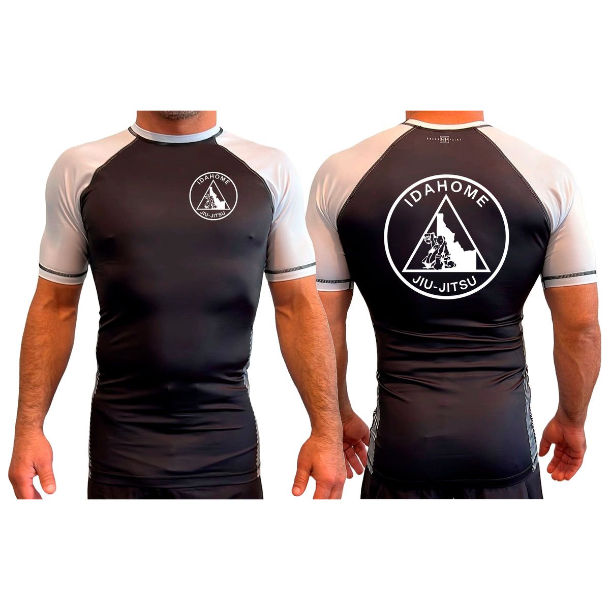 Idahome Jiu Jitsu All Black Ranked Short Sleeve Rash Guards #8140 B