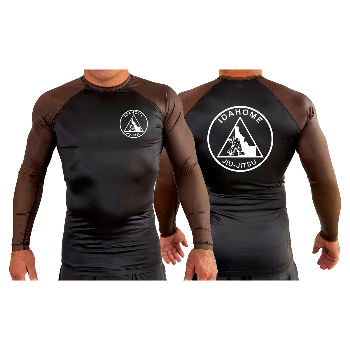 Idahome Jiu Jitsu All Black Ranked Long Sleeve Rash Guards #8140 B