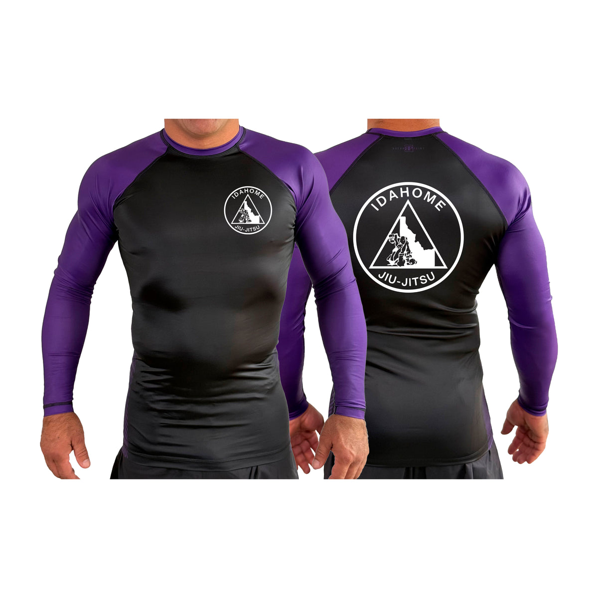 Idahome Jiu Jitsu All Black Ranked Long Sleeve Rash Guards #8140 B