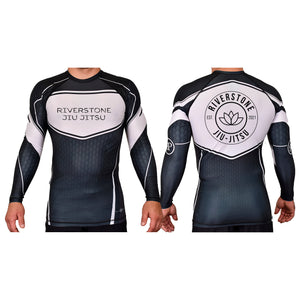 Riverstone Jiu-Jitsu Academy Rash Guards Black/White #8141 A