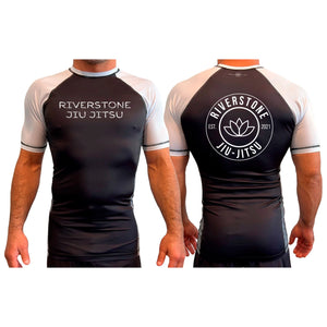 Riverstone Jiu-Jitsu All Black Ranked Short Sleeve Rash Guards #8141 A