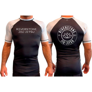 Riverstone Jiu-Jitsu All Black Ranked Short Sleeve Rash Guards #8141 A