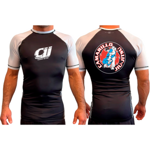 Camarillo Jiu Jitsu All Black Ranked Short Sleeve Rash Guards #8142 A