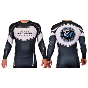 Team Rigan Machado Academy Rash Guards Black/White #8143 A
