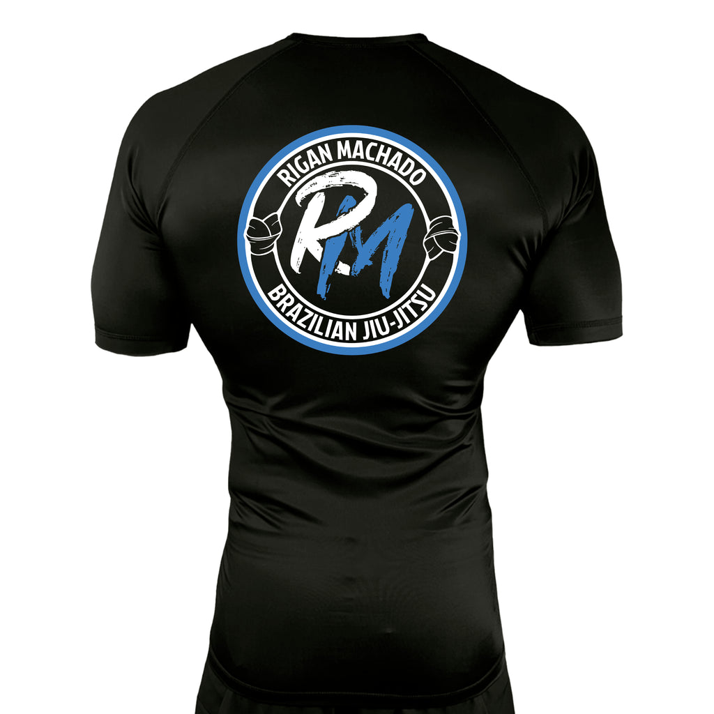 Team Rigan Machado All Black Custom Rash Guards Short Sleeves #8143 A