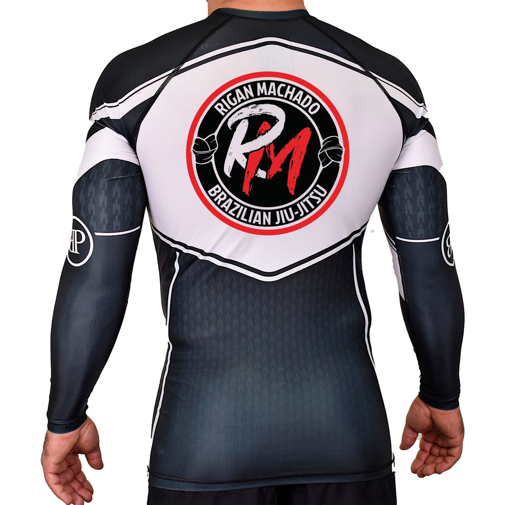 Team Rigan Machado Academy Rash Guards Black/White #8143 C