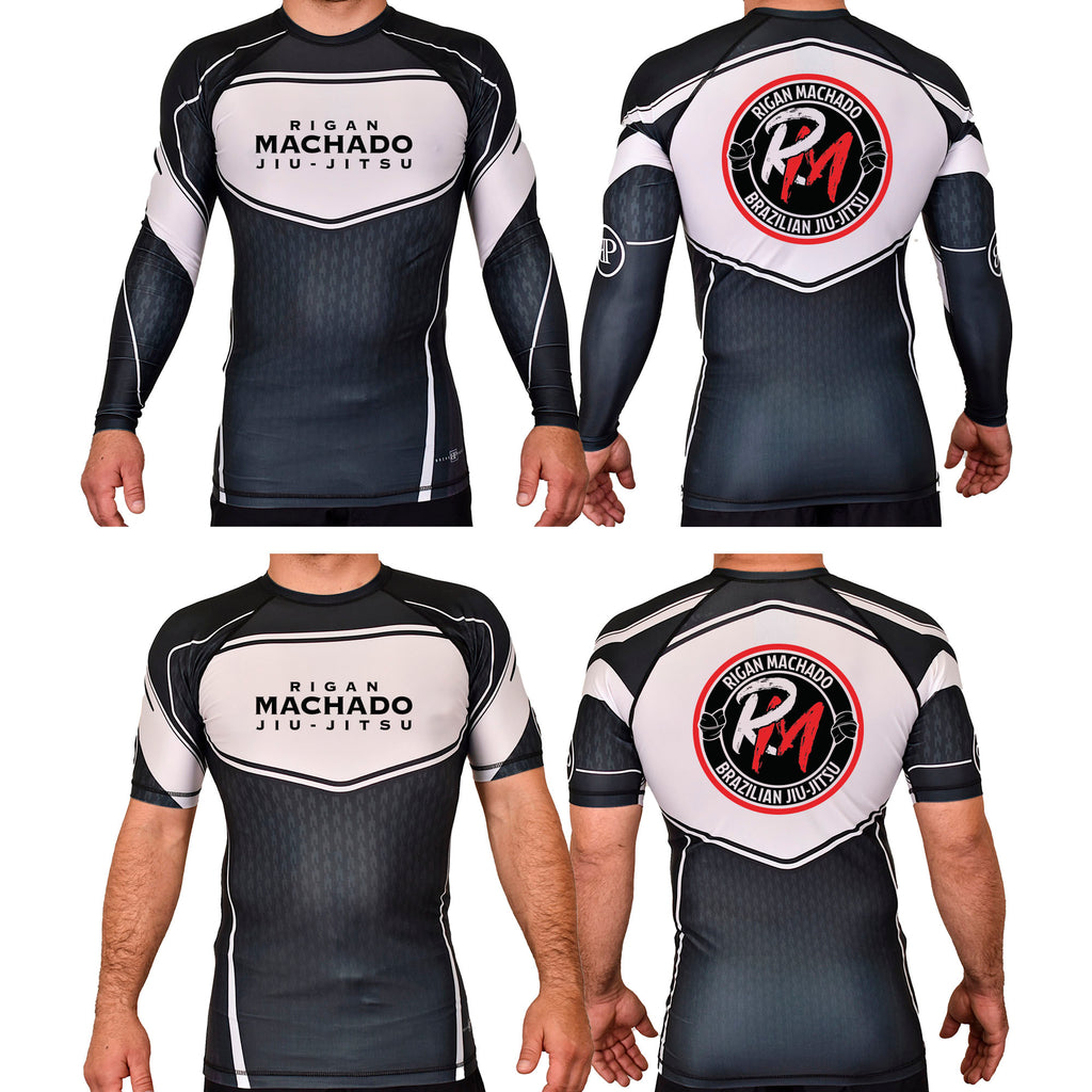 Team Rigan Machado Academy Rash Guards Black/White #8143 C