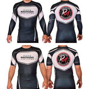 Team Rigan Machado Academy Rash Guards Black/White #8143 C