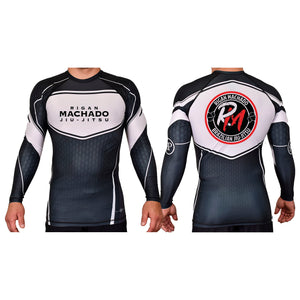 Team Rigan Machado Academy Rash Guards Black/White #8143 C