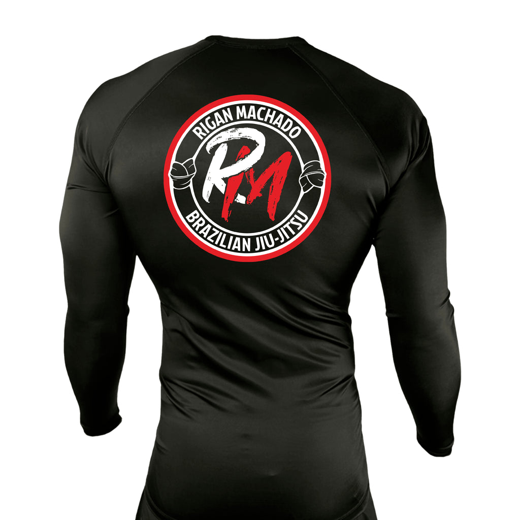 Team Rigan Machado All Black Custom Rash Guards Long Sleeves #8143 C