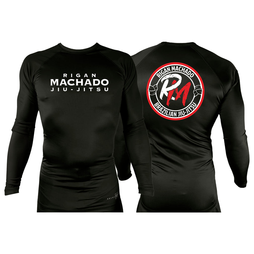 Team Rigan Machado All Black Custom Rash Guards Long Sleeves #8143 C