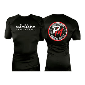 Team Rigan Machado All Black Custom Rash Guards Short Sleeves #8143 C
