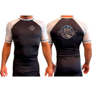 10th Planet HTX All Black Ranked Short Sleeve Rash Guards #8145 A
