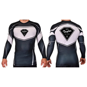 Garth Taylor Jiu-Jitsu and Martial Arts Academy Rash Guards Black/White #8146 A