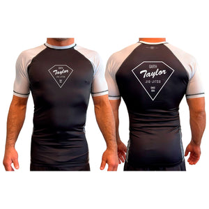 Garth Taylor Jiu-Jitsu and Martial Arts All Black Ranked Short Sleeve Rash Guards #8146 A