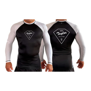 Garth Taylor Jiu-Jitsu and Martial Arts All Black Ranked Long Sleeve Rash Guards #8146 A