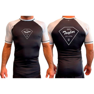 Garth Taylor Jiu-Jitsu and Martial Arts All Black Ranked Short Sleeve Rash Guards #8146 A