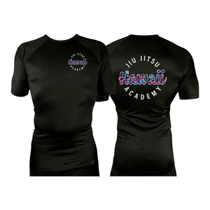 Hawaii Jiu Jitsu All Black Custom Rash Guards Short Sleeves #8147 A