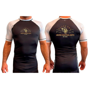 Black Cat Mixed Martial Arts and Self Defense All Black Ranked Short Sleeve Rash Guards #8148 A