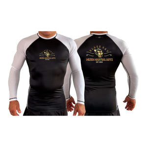 Black Cat Mixed Martial Arts and Self Defense All Black Ranked Long Sleeve Rash Guards #8148 A
