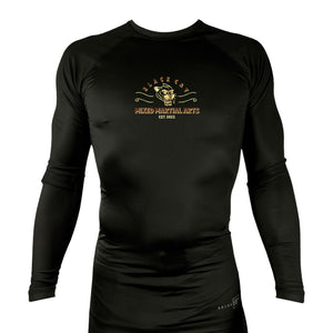 Black Cat Mixed Martial Arts and Self Defense All Black Custom Rash Guards Long Sleeves #8148 A