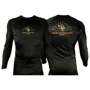 Black Cat Mixed Martial Arts and Self Defense All Black Custom Rash Guards Long Sleeves #8148 A