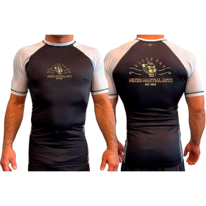 Black Cat Mixed Martial Arts and Self Defense All Black Ranked Short Sleeve Rash Guards #8148 A