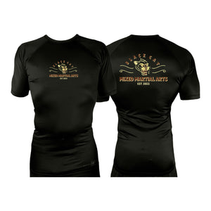 Black Cat Mixed Martial Arts and Self Defense All Black Custom Rash Guards Short Sleeves #8148 A