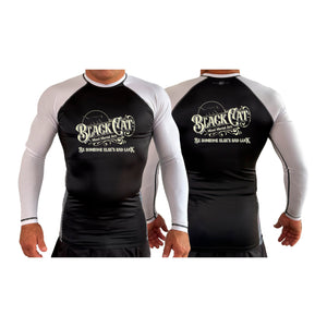 Black Cat Mixed Martial Arts and Self Defense All Black Ranked Long Sleeve Rash Guards #8148 B