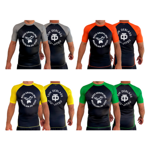 Boss Grappling All Black Ranked Short Sleeve Rash Guards #8149 A