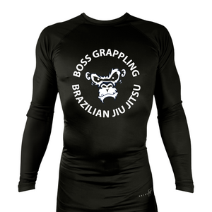 Boss Grappling All Black Custom Rash Guards Long Sleeves #8149 A