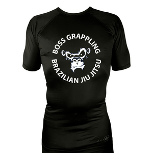 Boss Grappling All Black Custom Rash Guards Short Sleeves #8149 A