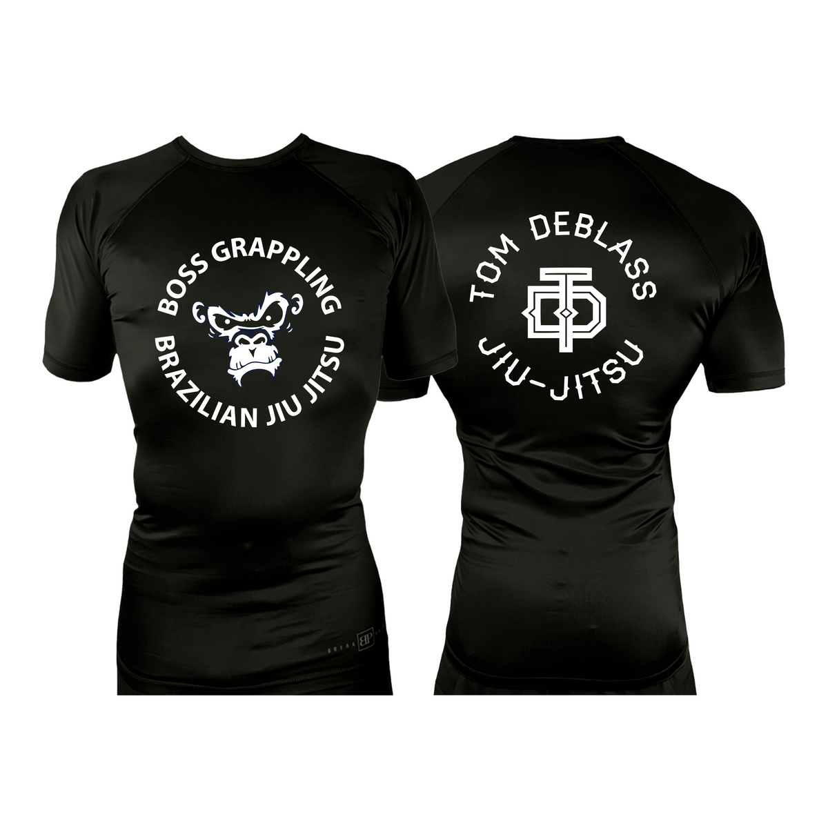 Boss Grappling All Black Custom Rash Guards Short Sleeves #8149 A