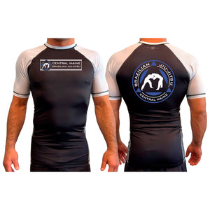 Central Maine Brazilian Jiu Jitsu All Black Ranked Short Sleeve Rash Guards #8150 A