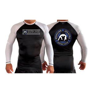 Central Maine Brazilian Jiu Jitsu All Black Ranked Long Sleeve Rash Guards #8150 A
